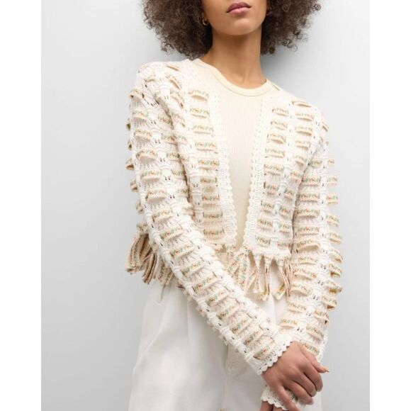 Alice + Olivia Women's Soft White Multi Tawna Ribbon Cardigan Size XS - Picture 1 of 6